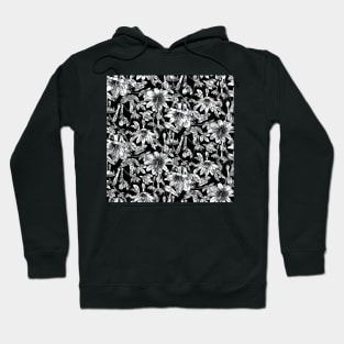 Black and White Passion Fruit Flowers Hoodie